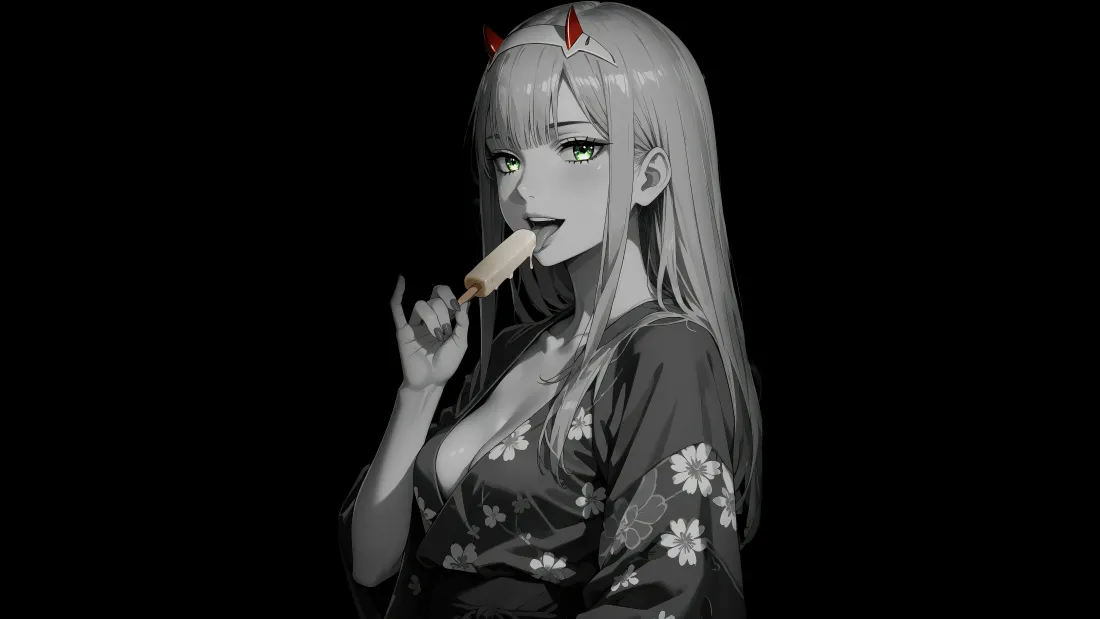6k小恶魔女孩壁纸｜和服背景图片 - 冰棒「哲风壁纸」
