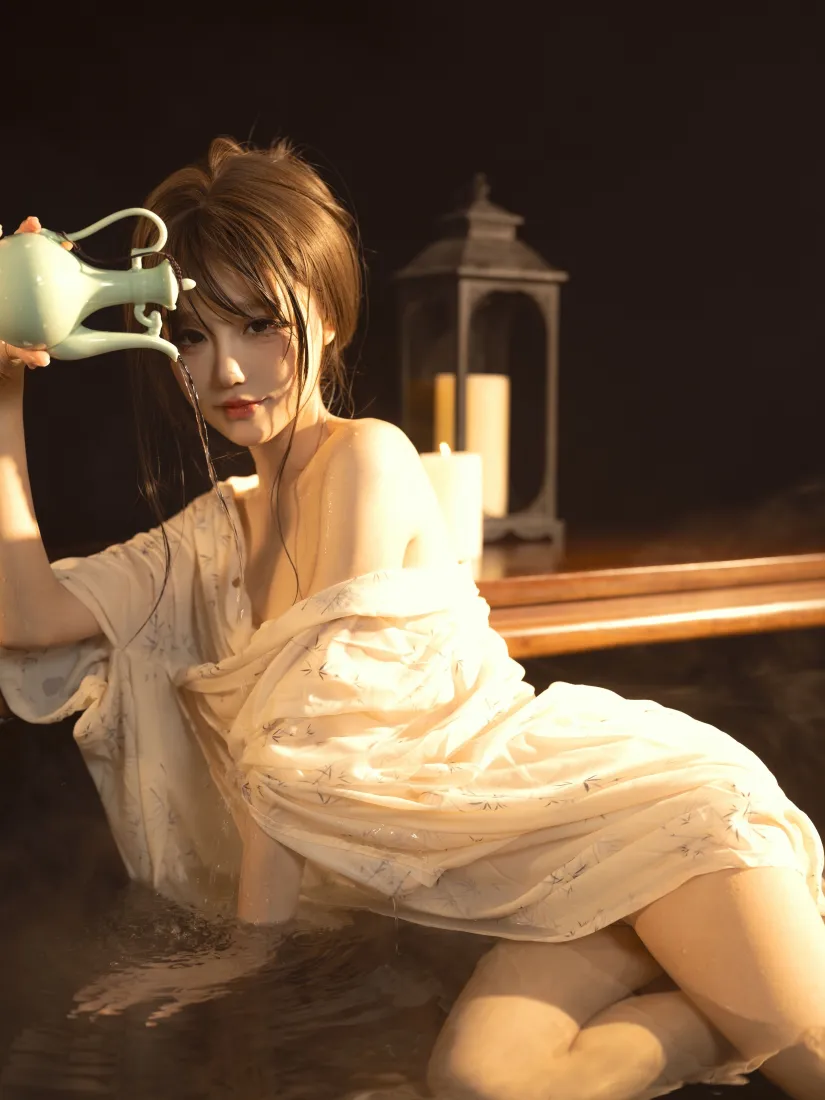 白衣美女手机壁纸｜古风背景 - 灯笼「哲风壁纸」