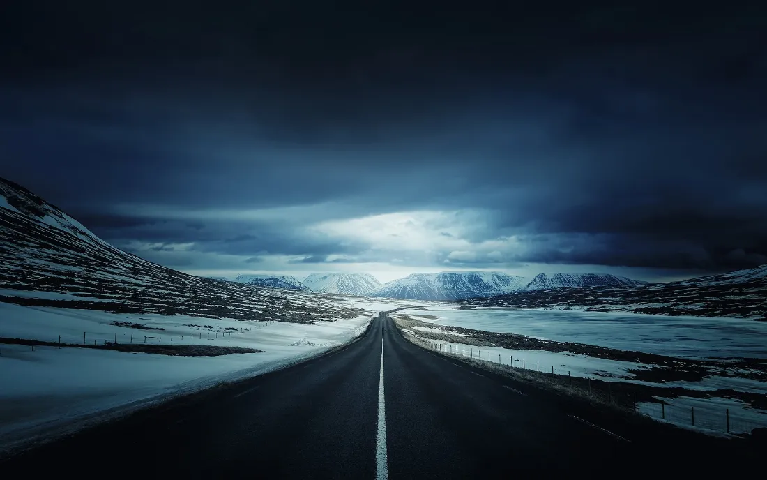 2k雪山公路壁纸｜雪景背景图片 - 阴天「哲风壁纸」