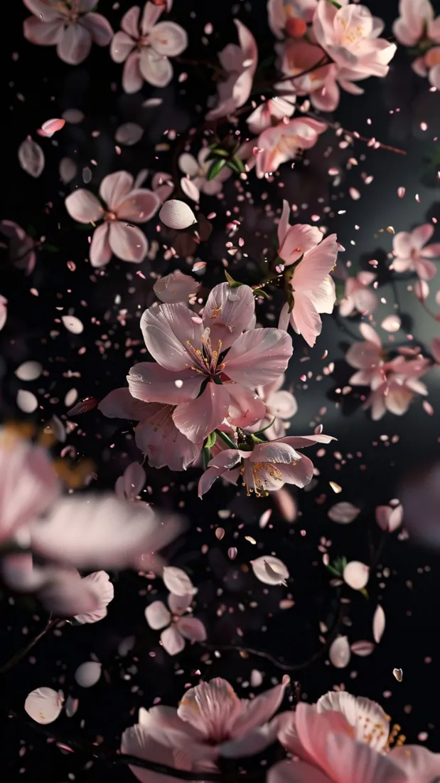 樱花手机壁纸｜粉色背景图片 - 花瓣飘落「哲风壁纸」