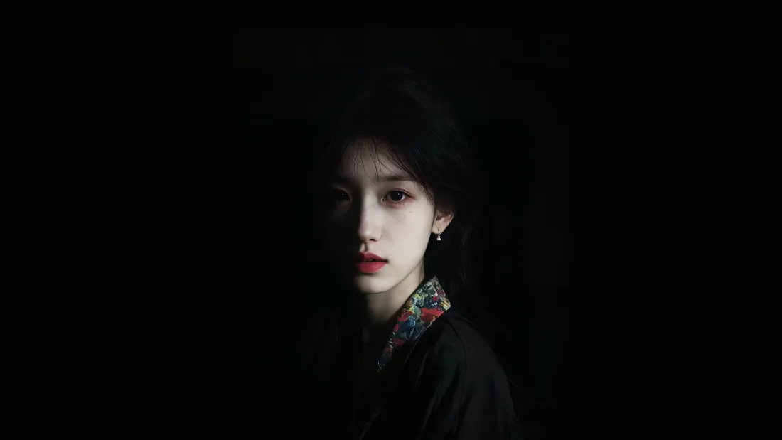 4k暗黑花旦壁纸｜中式古装背景 - 光影美女「哲风壁纸」