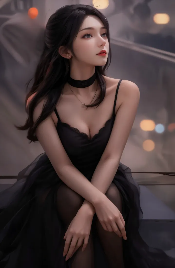 黑色吊带裙手机壁纸｜夜景背景图片 - 性感「哲风壁纸」