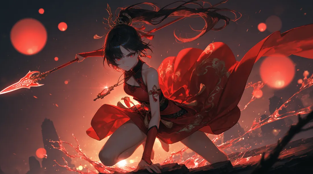 3k红衣女侠壁纸｜古风背景图片 - 火焰「哲风壁纸」