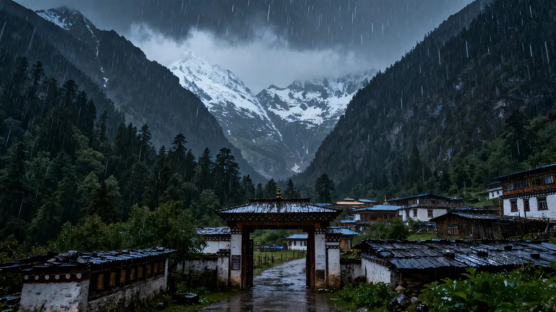 3k雨崩村壁纸｜雪山背景图片 - 山间小村「哲风壁纸」