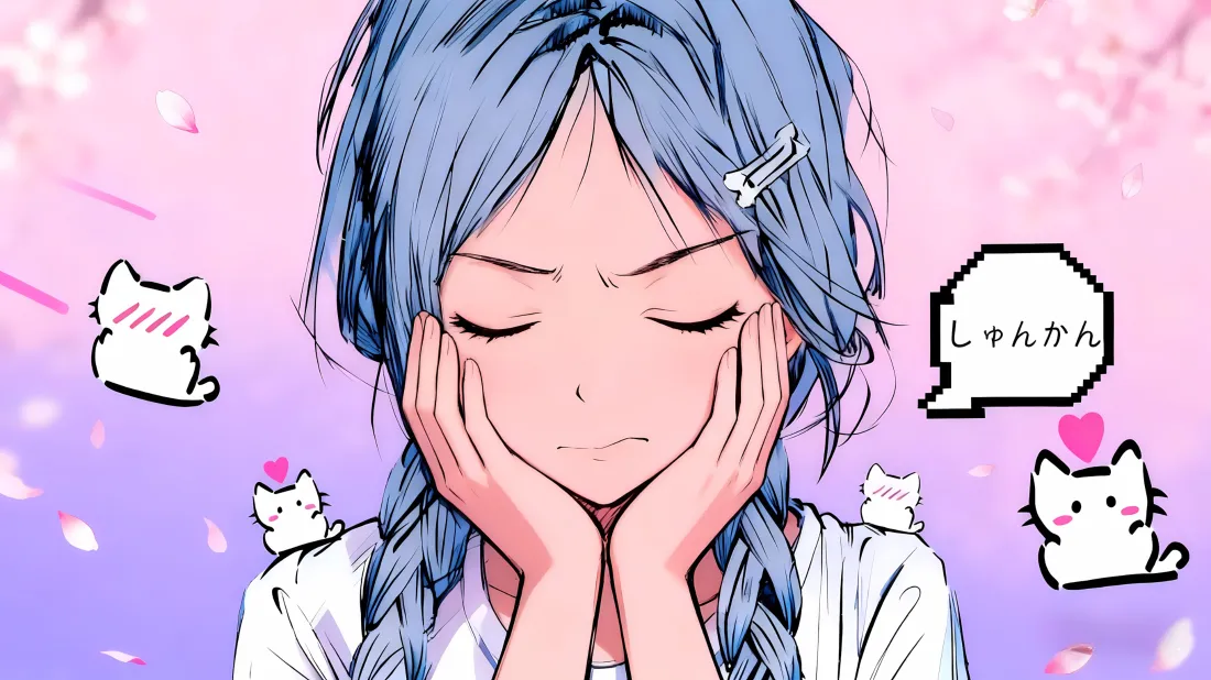3k猫小奈壁纸｜樱花背景图片 - 蓝发小猫「哲风壁纸」
