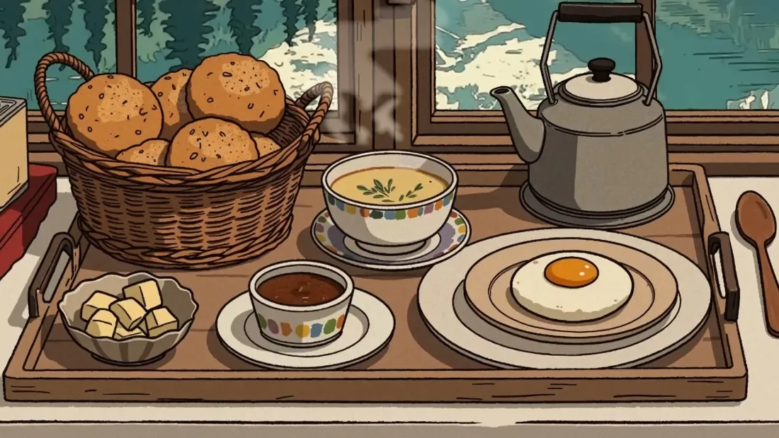 2k手绘早餐壁纸｜暖色调美食背景 - 漫画风「哲风壁纸」