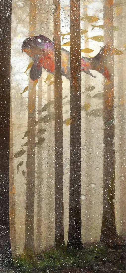 森林鱼手绘插画手机壁纸｜奇幻森林 - 手绘风「哲风壁纸」