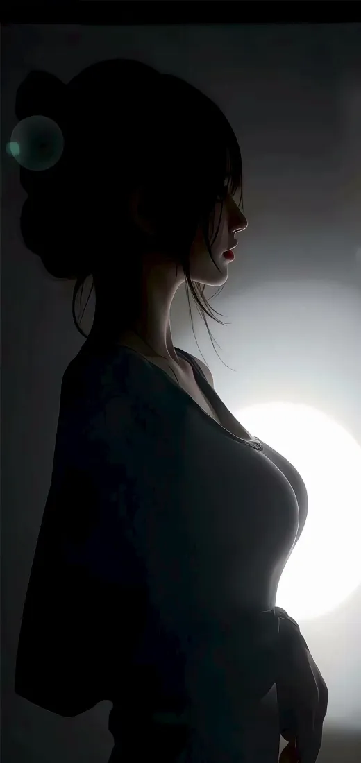 二次元美女剪影手机壁纸｜光影背景 - 艺术感「哲风壁纸」