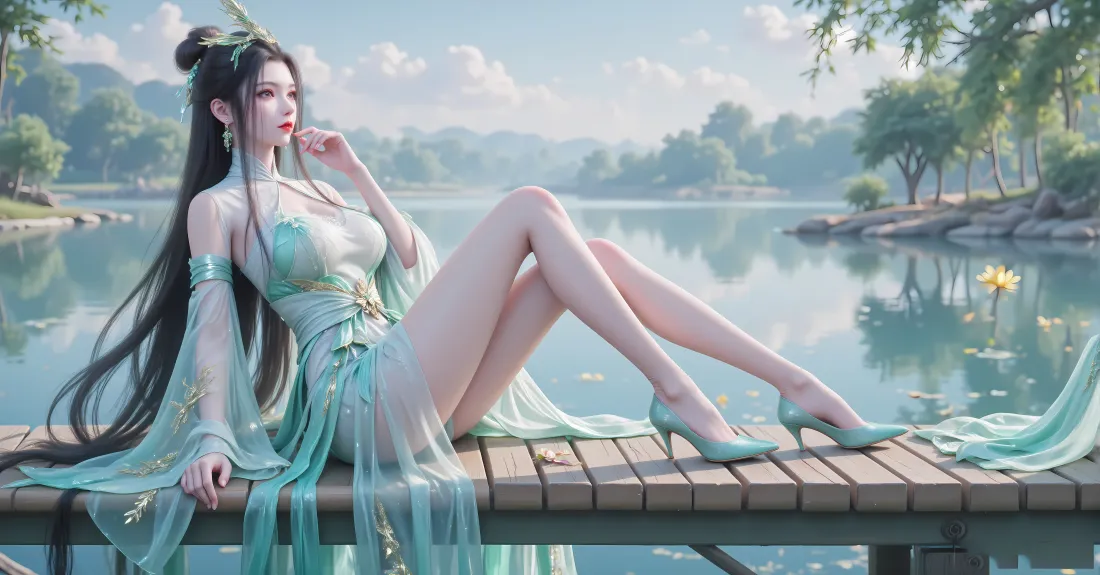 7k陆嫁嫁壁纸｜神国之上古风 - 绿衣美女「哲风壁纸」
