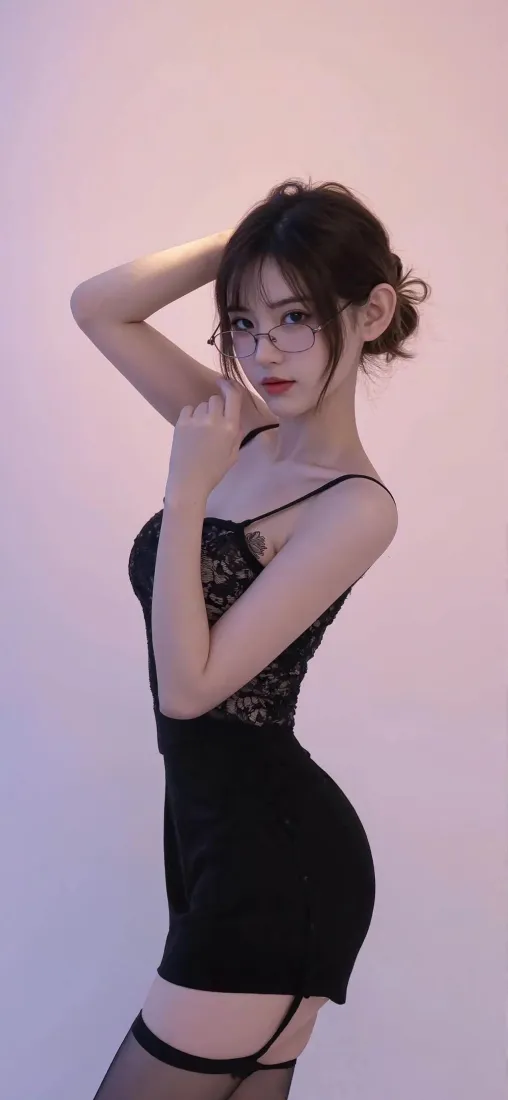 黑衣美女手机壁纸｜性感迷人背景 - 黑丝吊带裙「哲风壁纸」