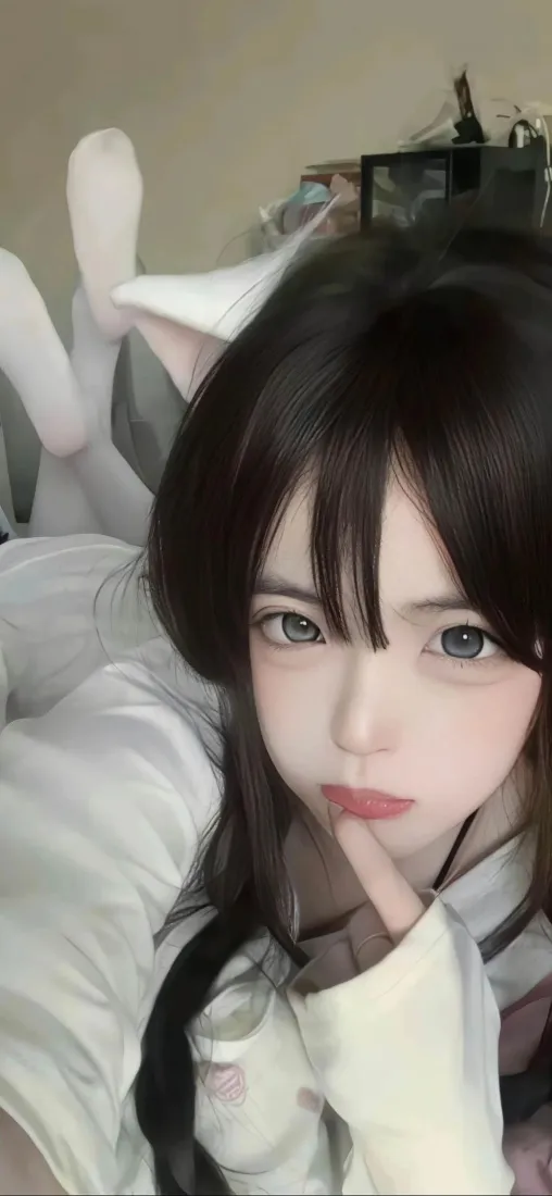 猫耳少女手机壁纸｜白衣自拍背景 - 可爱美女「哲风壁纸」