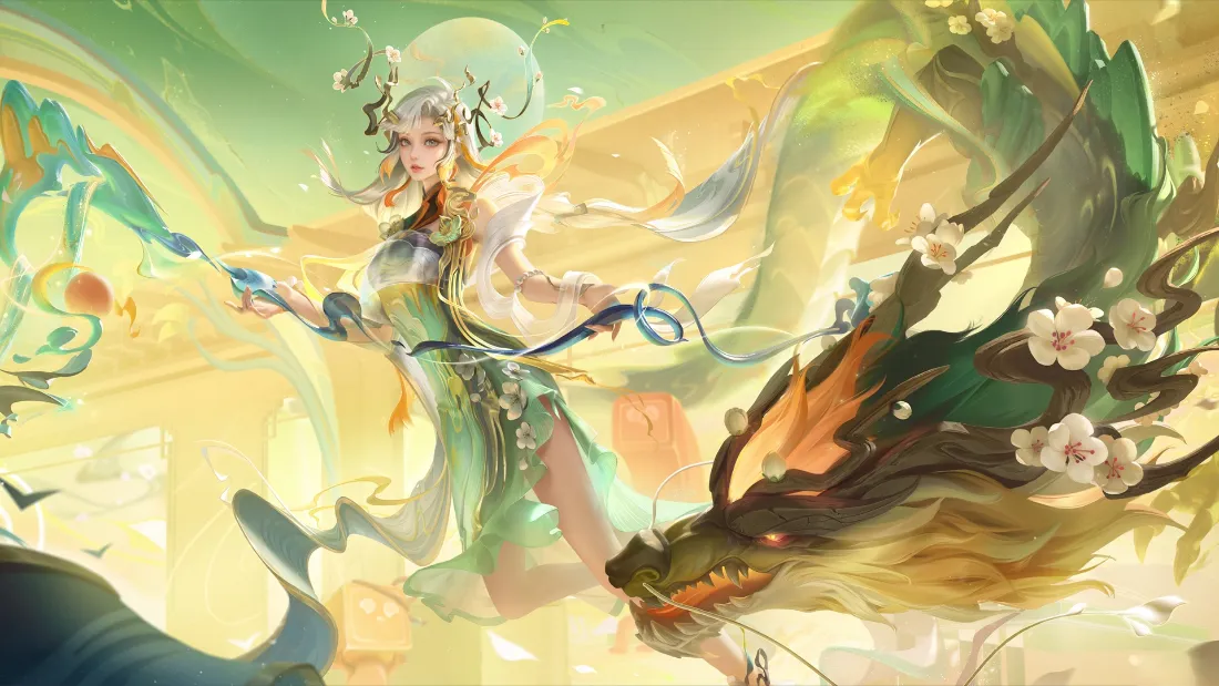 2k大乔乘龙·忆丹青壁纸｜古风龙背景 - 王者荣耀「哲风壁纸」