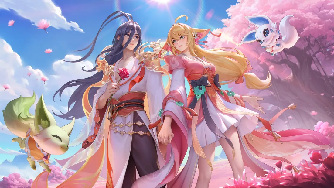 2k狐妖小红娘×王者荣耀壁纸｜樱花 - 涂山红红「哲风壁纸」