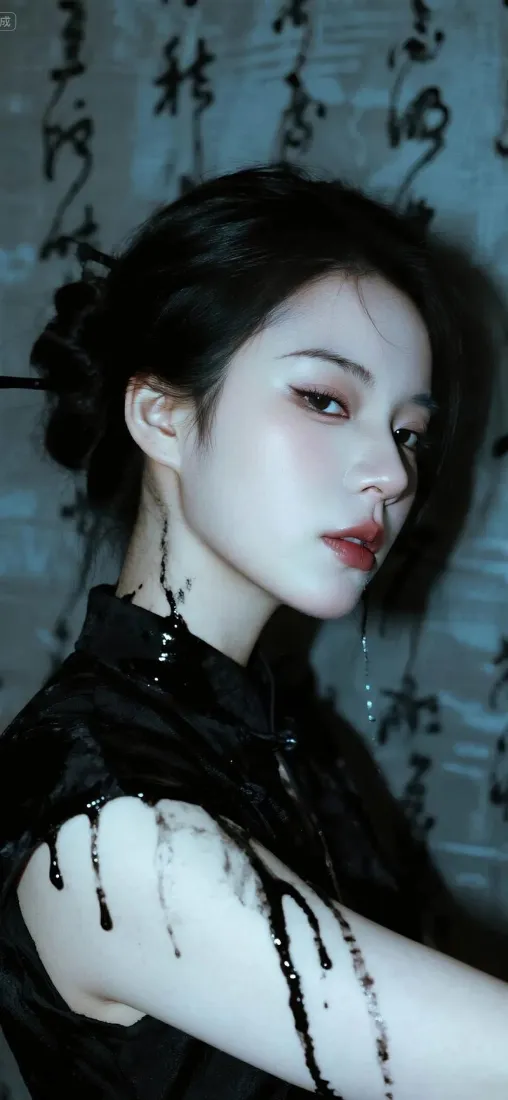 黑衣美女古风手机壁纸｜暗黑背景 - 手机高清「哲风壁纸」