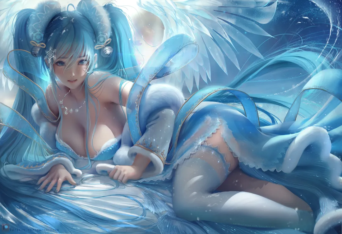 4k初音miku 4K壁纸｜蓝色系 - 天使翅膀「哲风壁纸」