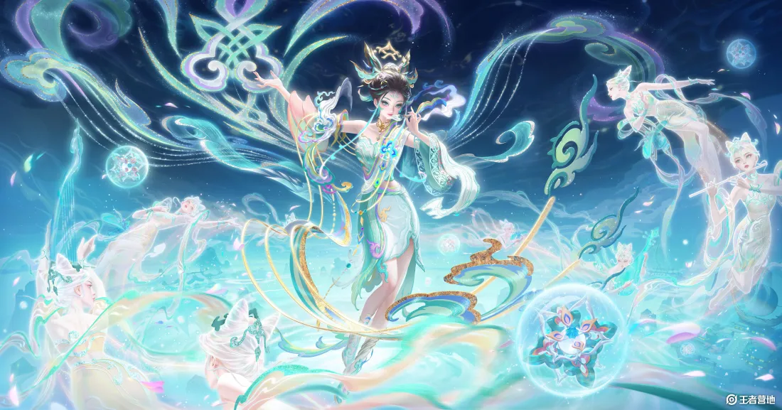 14k王者荣耀妲己愿照众生和壁纸｜蓝色古风 - 祥瑞「哲风壁纸」