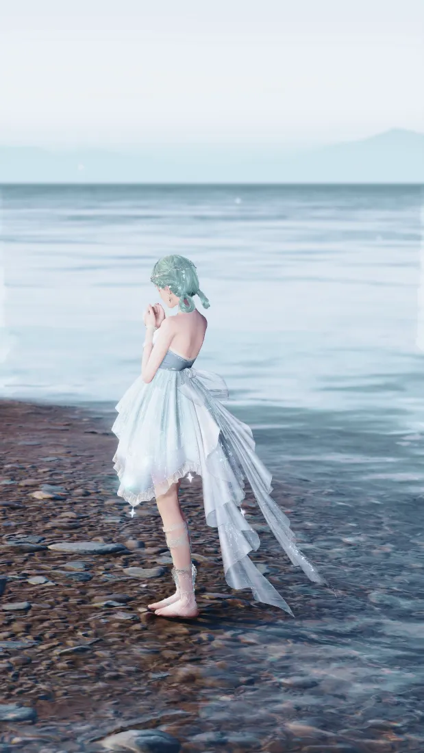 海边女孩白裙手机壁纸｜日系清冷背景 - 竖屏「哲风壁纸」
