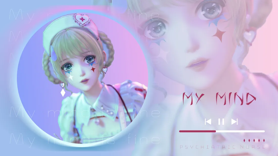4k暖暖护士小丑女壁纸｜蓝紫背景 - 星星妆「哲风壁纸」