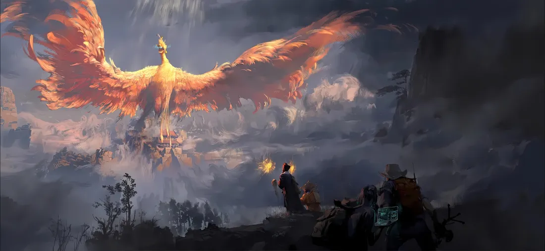 5k朱雀壁纸｜山海有灵背景图 - 奇幻神鸟「哲风壁纸」