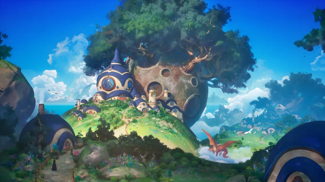 4k童话树屋风景壁纸｜奇幻背景 - 蓝天草地「哲风壁纸」