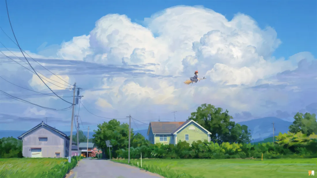 4k魔女宅急便乡村天空壁纸｜田园风景 - 琪琪「哲风壁纸」