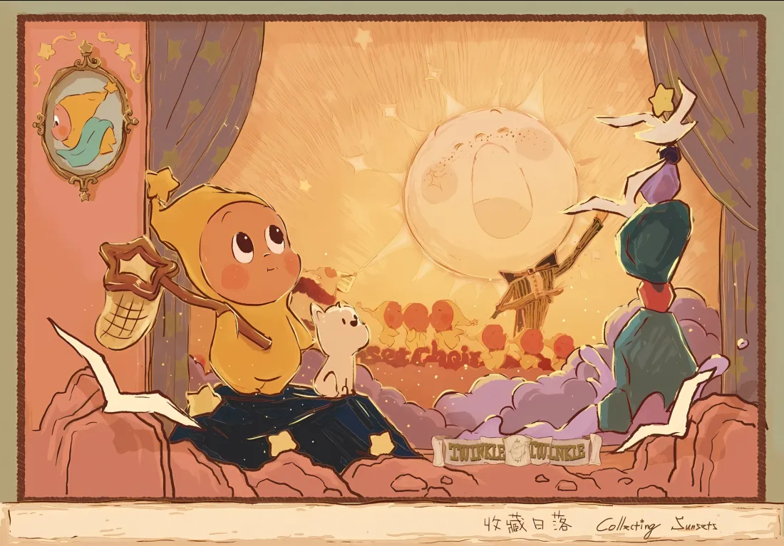 2k星星人泡泡玛特壁纸｜暖黄房间背景 - 卡通插画「哲风壁纸」