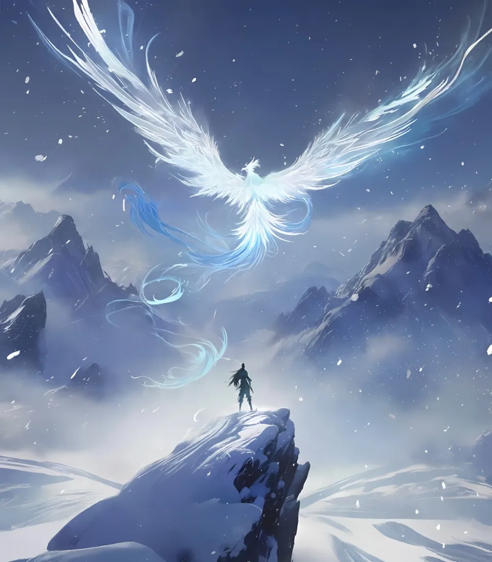 白凤凰雪山手机壁纸｜雪景人物 - 玄幻「哲风壁纸」