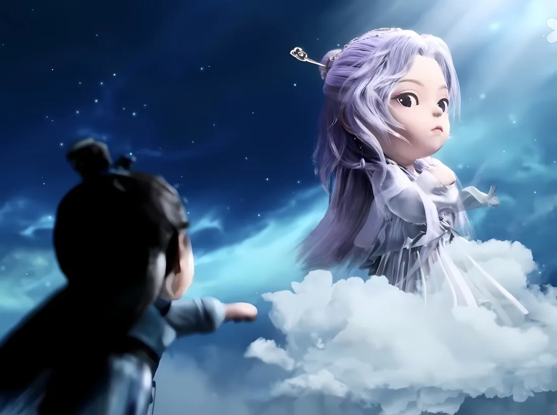 2k师兄啊师兄Q版壁纸｜紫发角色云海星空 - 仙侠「哲风壁纸」