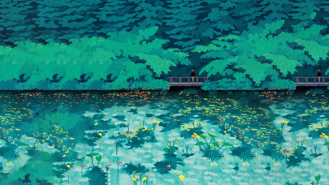 2k手绘荷塘森林壁纸｜自然风景 - 插画风「哲风壁纸」