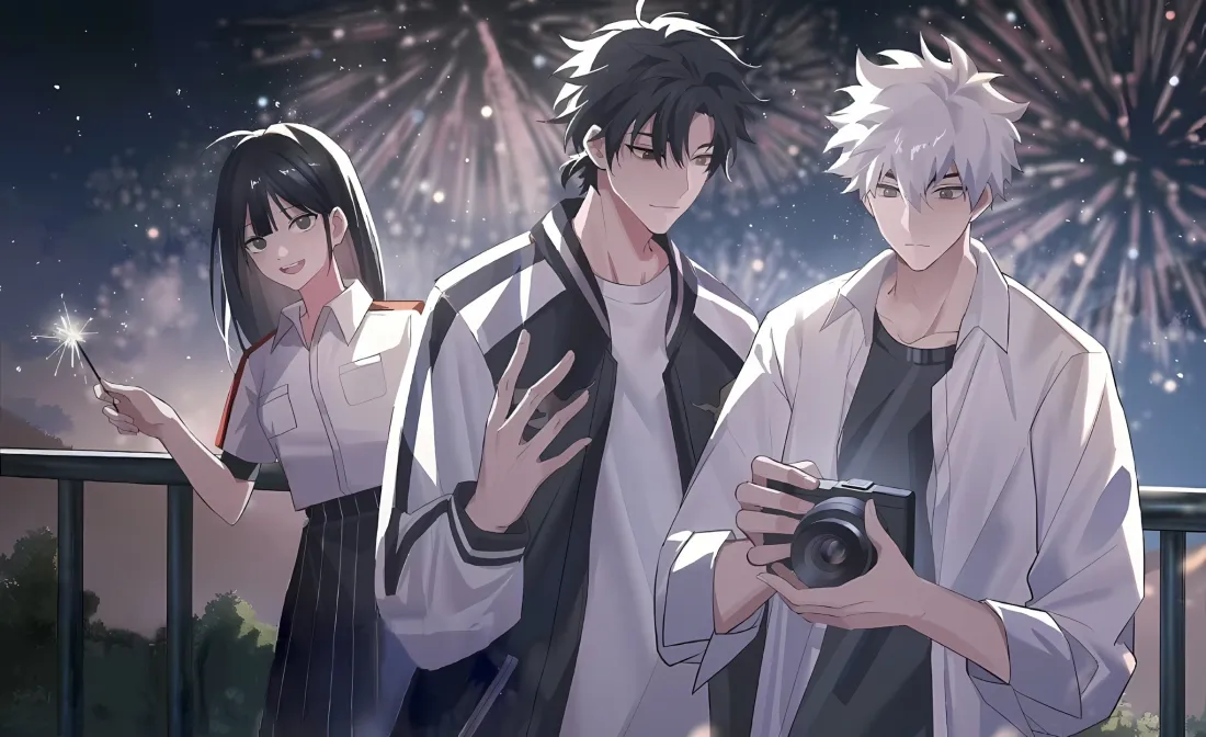 2k时光代理人壁纸｜烟花夜景 - 陆光程小时乔苓「哲风壁纸」