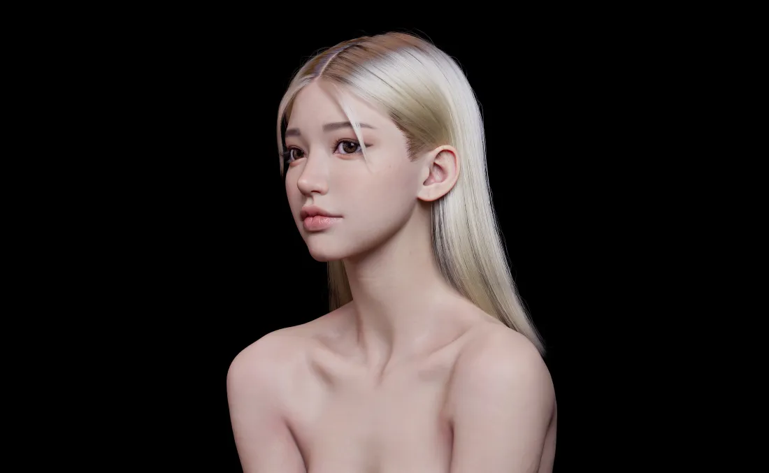 4k金发CG美女壁纸｜黑色背景 - 动画「哲风壁纸」