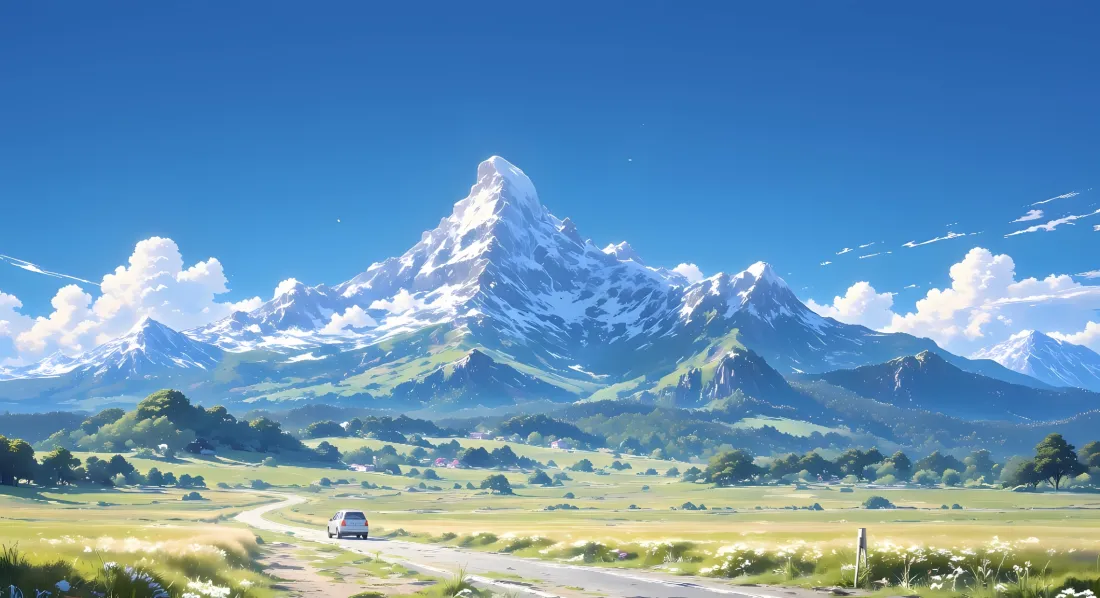 2k雪山草地壁纸｜蓝天草原 - 自然风景「哲风壁纸」