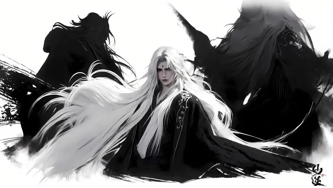 4k王林仙逆黑白壁纸｜玄幻古风 - 长发「哲风壁纸」