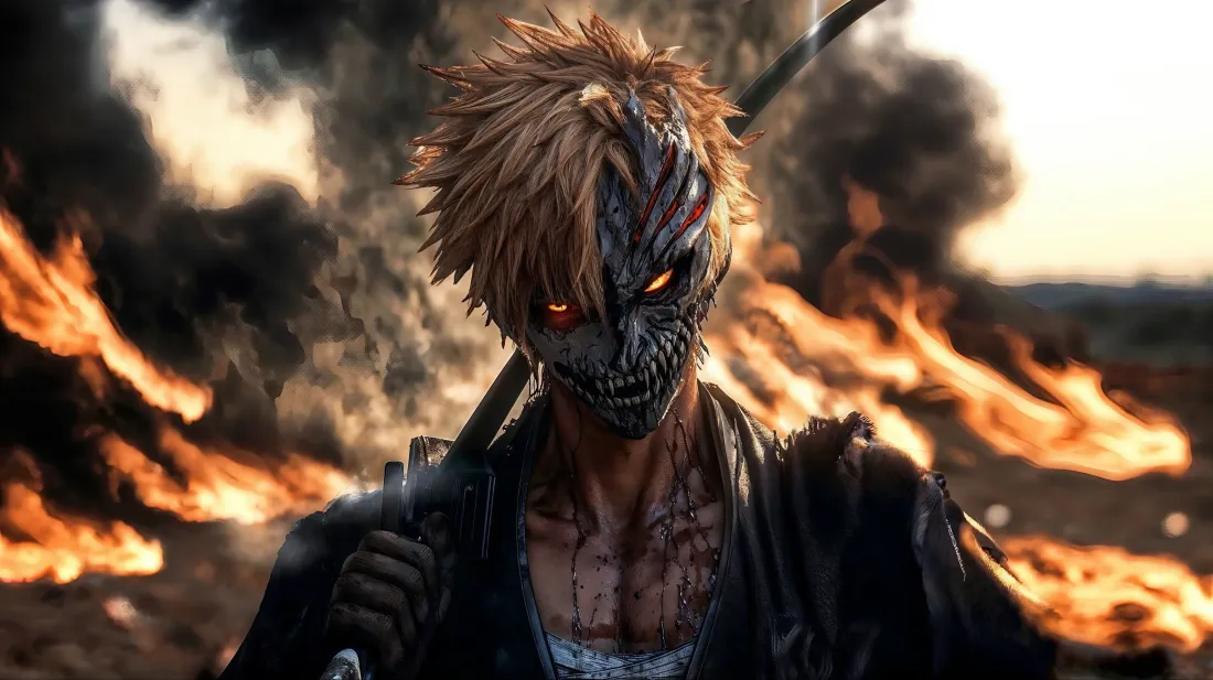 5k黑崎一护壁纸｜火焰战场 - 死神bleach「哲风壁纸」