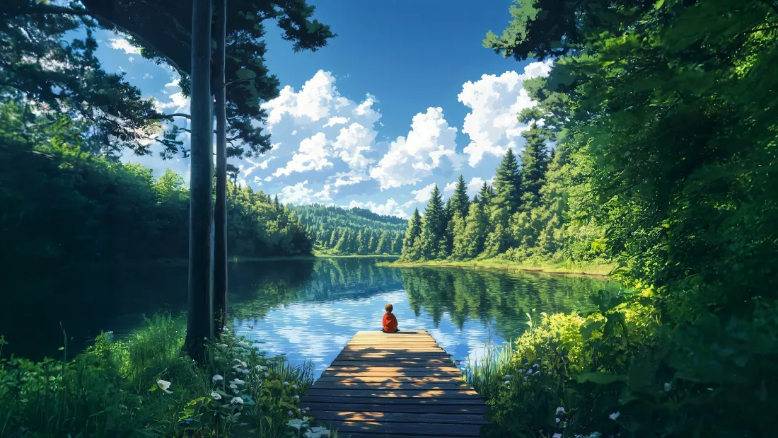 4k森林湖泊栈道壁纸｜自然风景背景 - 静谧「哲风壁纸」