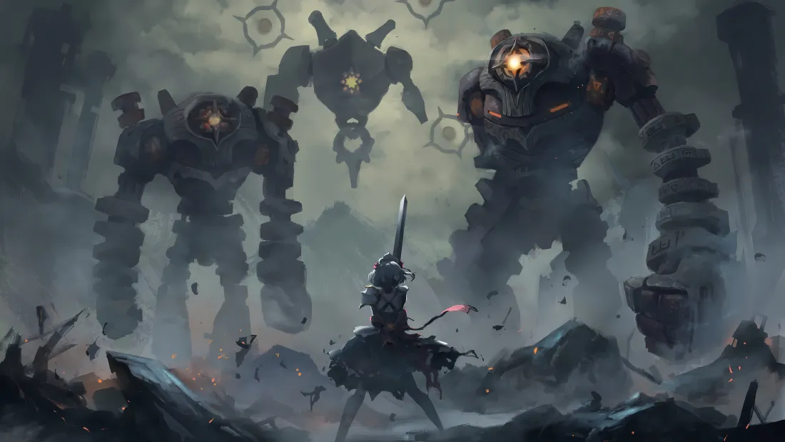 4k原神诺艾尔壁纸｜机甲战场 - 高达大战「哲风壁纸」