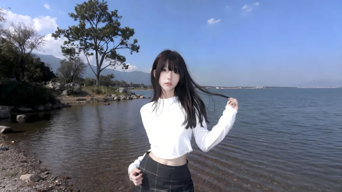 3k白衣美女壁纸｜海边背景图片 - 海景「哲风壁纸」