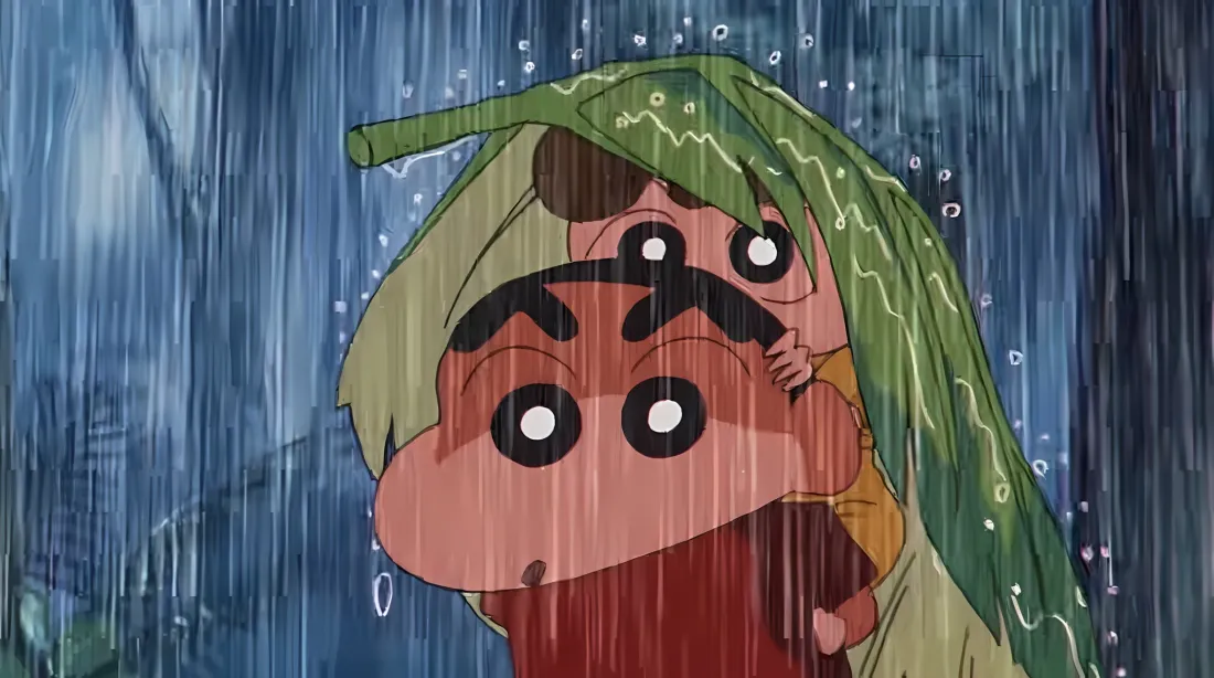 2k蜡笔小新小葵下雨壁纸｜雨天遮雨背景 - 叶子「哲风壁纸」