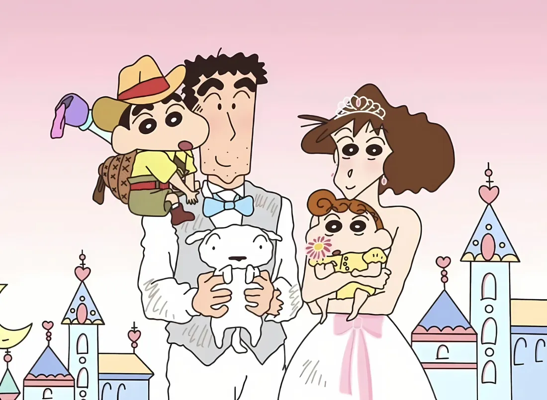 2k蜡笔小新全家福壁纸｜城堡背景 - 野原一家「哲风壁纸」