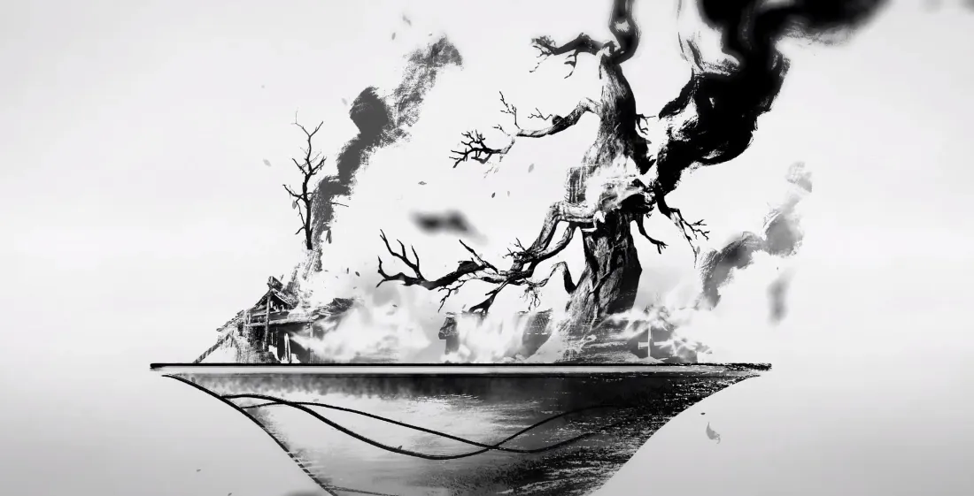 2k水墨枯树黑白壁纸｜艺术背景 - 自制「哲风壁纸」