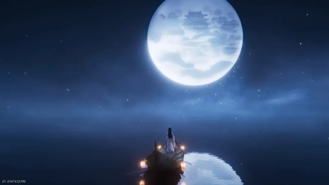 2k燕云月夜船只壁纸｜水面倒影背景 - 静谧夜景「哲风壁纸」