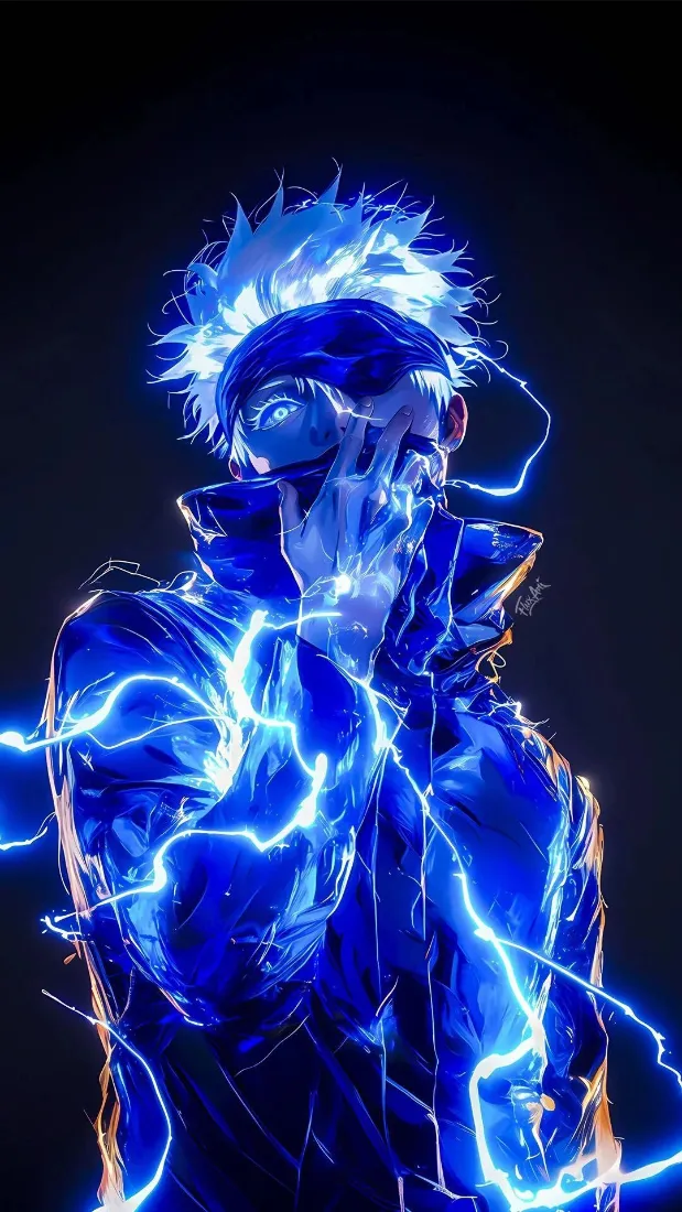 五条悟手机壁纸｜蓝色闪电背景 - 咒术回战「哲风壁纸」