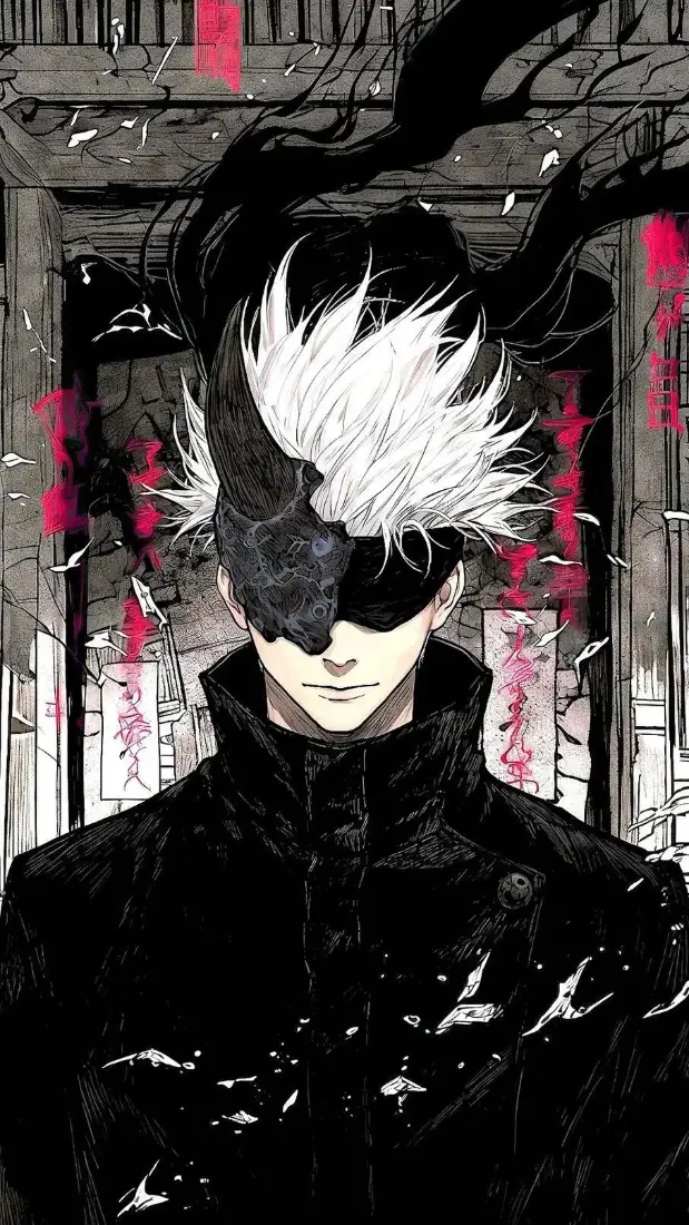 五条悟暗黑手机壁纸｜红黑日式背景 - 二次元「哲风壁纸」