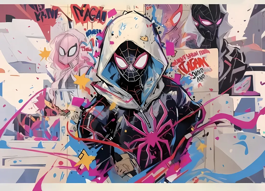 2k蜘蛛侠手绘壁纸｜涂鸦泼墨 - 蜘蛛格温「哲风壁纸」