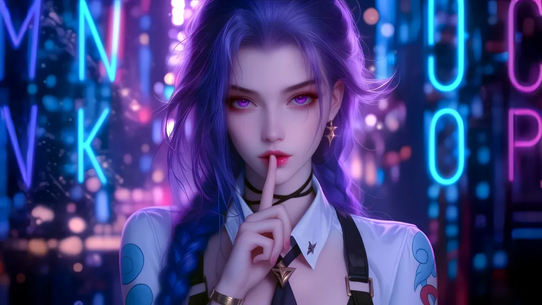 4k金克丝壁纸｜霓光赛博朋克背景 - 英雄联盟「哲风壁纸」