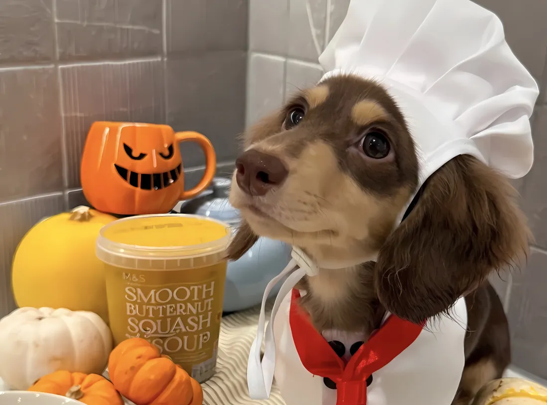 2k腊肠狗厨师服壁纸｜南瓜萌宠背景 - 可爱「哲风壁纸」