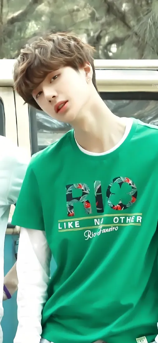 王一博早期照片手机壁纸｜绿色T恤户外 - 休闲「哲风壁纸」