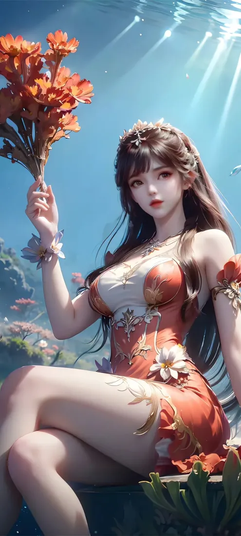 小舞手机壁纸｜斗罗大陆水下 - 红衣花饰「哲风壁纸」