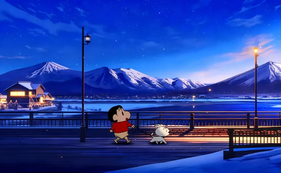 3k蜡笔小新壁纸｜傍晚雪景图片 - 小白「哲风壁纸」