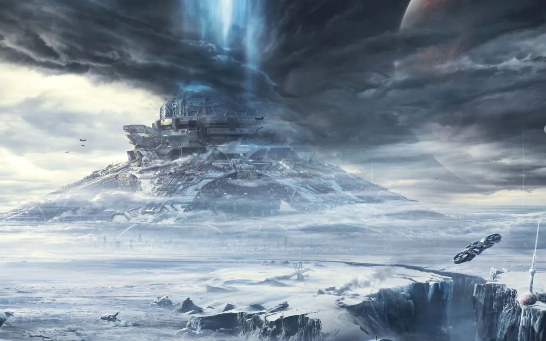 4k三体风雪科幻壁纸｜冰封建筑背景 - 未来「哲风壁纸」